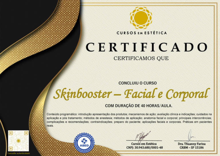 Certificado Skinbooster acidohialuronico