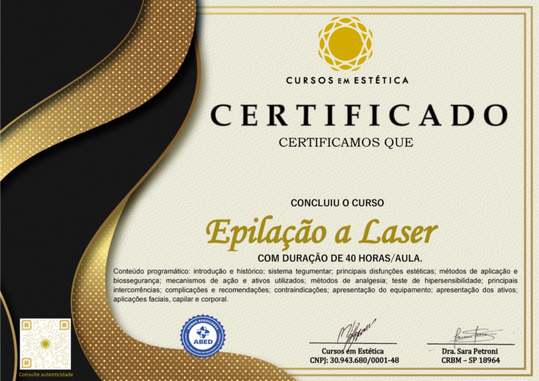 Certificado Ep. Laser depilação